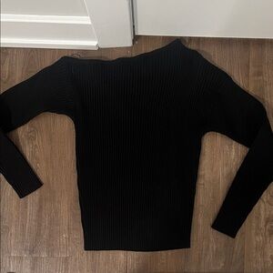 Black Off Shoulder Ribbed Women's Top
